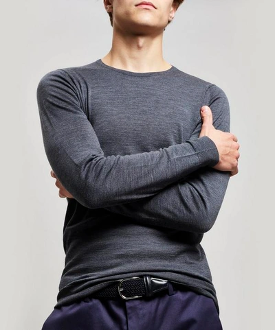 Shop John Smedley Lundy Crew-neck Merino Wool Sweater In Charcoal