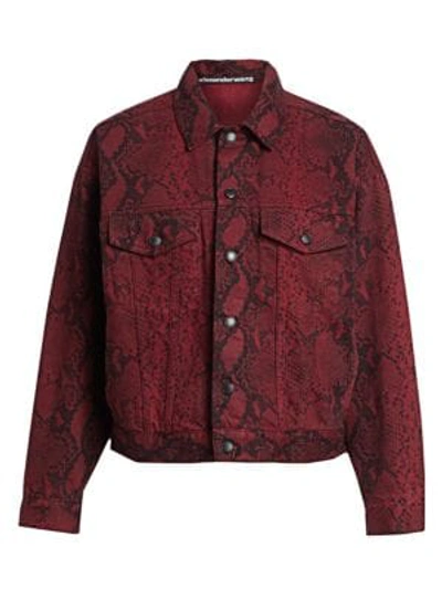 Shop Alexander Wang T Game Python Print Denim Jacket In Red Snake