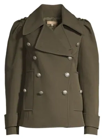 Shop Michael Kors Military Wool-blend Peacoat In Spruce