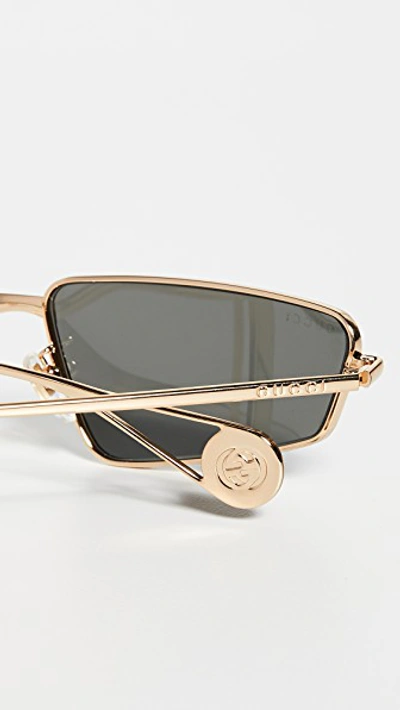 Shop Gucci Fs Evolution Narrow Cat Eye Aviators In Endura Gold/grey