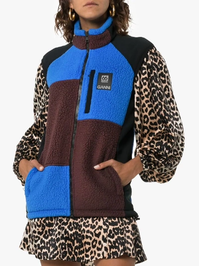 Shop Ganni Tindur Sleeveless Fleece Jacket In Multicoloured