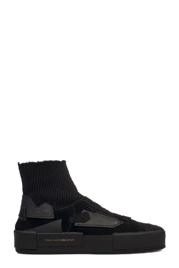Puma Black Court Platform Suede And Leather High-top Sneakers | ModeSens