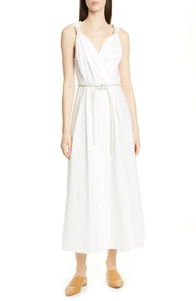 Shop Nanushka Lilith Belted Cotton Maxi Dress In White/ Creme