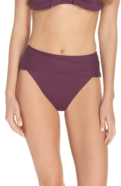 Shop Becca Color Code Crossover High Waist Bikini Bottoms In Merlot