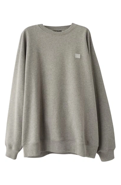 Shop Acne Studios Forba Face Oversize Sweatshirt In Light Grey Melange
