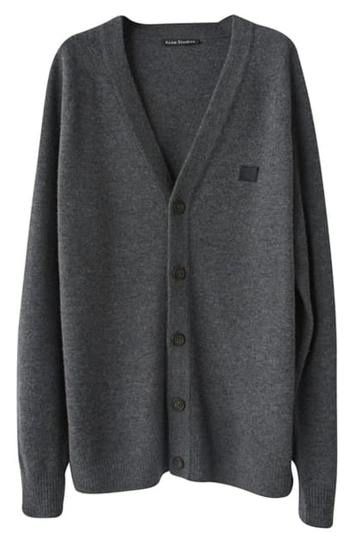 Shop Acne Studios Neve Wool Cardigan In Dark Grey Melange