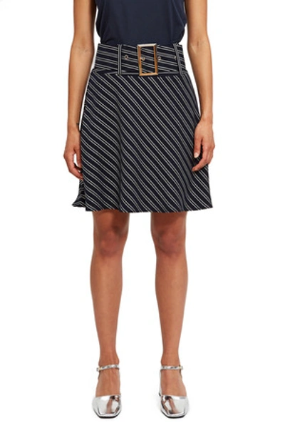 Shop Opening Ceremony Belted Striped Flare Skirt In Collegiate Navy Mult