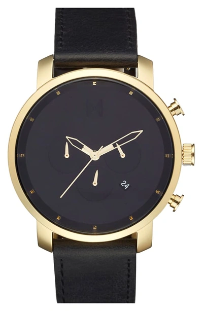 Shop Mvmt Chronograph Leather Strap Watch, 45mm In Black/ Gold