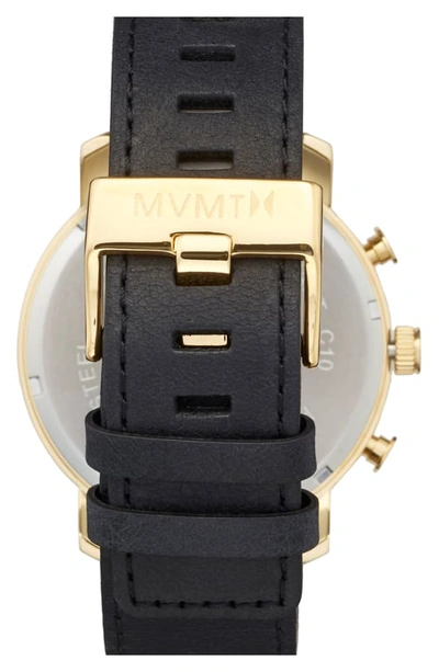 Shop Mvmt Chronograph Leather Strap Watch, 45mm In Black/ Gold