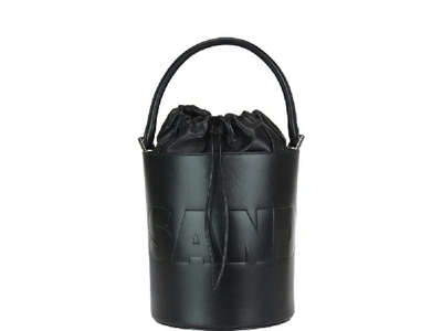 Shop Jil Sander Drawstring Logo Bucket Bag In Black
