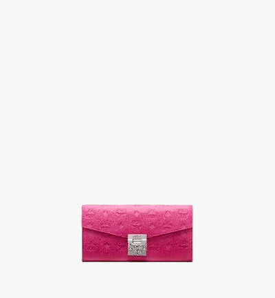 Shop Mcm Patricia Crossbody Wallet In Monogram Leather In Sugar Pink