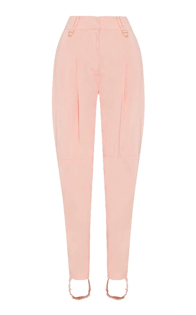 Shop Aje Linen And Silk-blend Stirrup Pants In Pink
