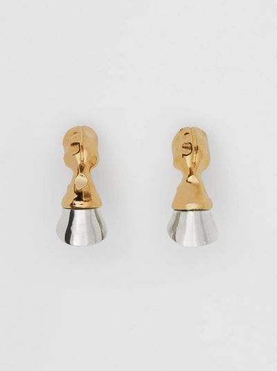 Shop Burberry Gold And Palladium-plated Hoof Earrings In Palladio/light Gold