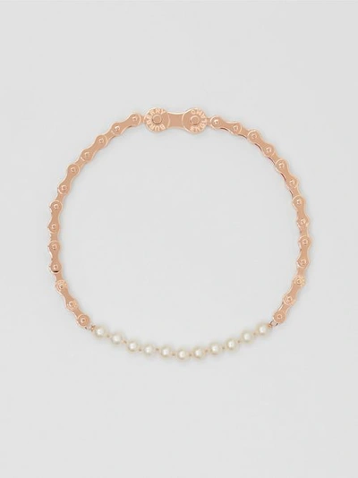 Shop Burberry Pearl Detail Bicycle Chain Rose Gold-plated Necklace