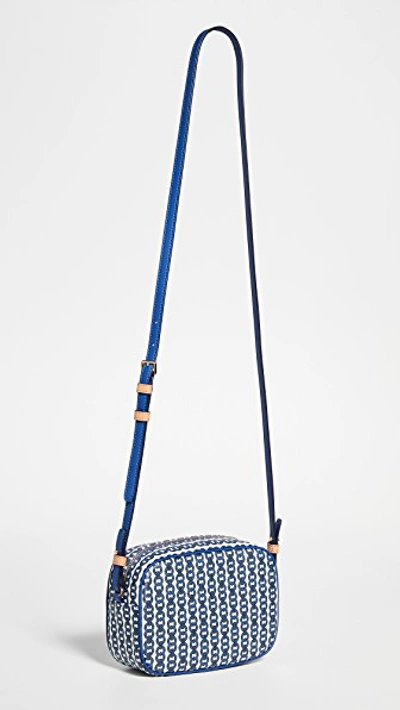 Shop Tory Burch Gemini Link Canvas Mini Bag In Bondi Blue