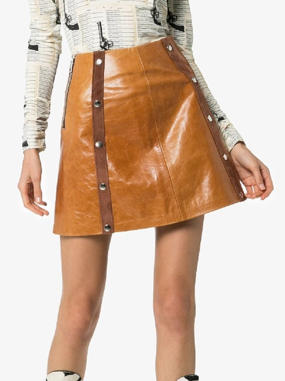 Shop De La Vali Mandy Leather Mini Skirt In Brown