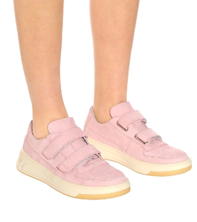 Shop Acne Studios Steffey Nubuck Leather Sneakers In Pink