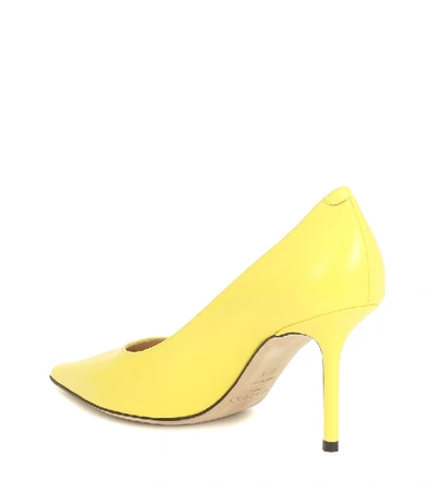 Shop Jimmy Choo Love 85 Leather Pumps In Yellow