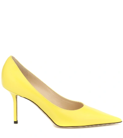 Shop Jimmy Choo Love 85 Leather Pumps In Yellow