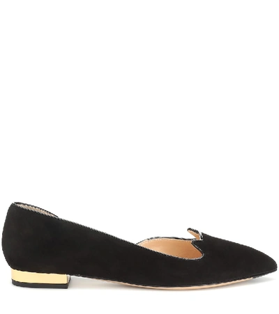 Shop Charlotte Olympia Kitty Suede Ballet Flats In Black