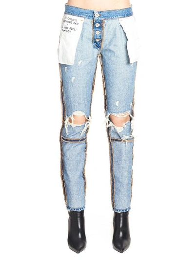 Shop Ben Taverniti Unravel Project Unravel Project Reverse Distressed Jeans In Blue
