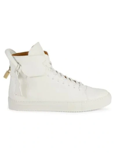 Shop Buscemi Unisex Pebbled Leather High-top Sneakers In White