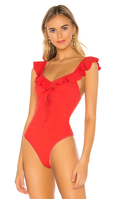 Shop Astr Peggy Bodysuit In Vivid Red