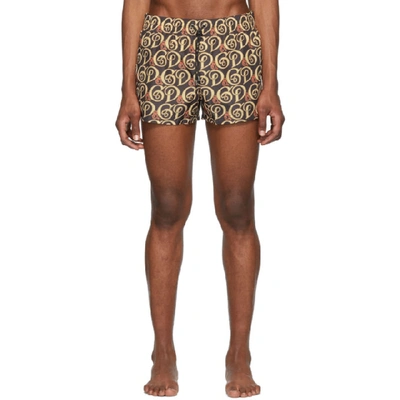 Shop Dolce & Gabbana Dolce And Gabbana Black Dg Liberty Swim Shorts In Hjy45grigio