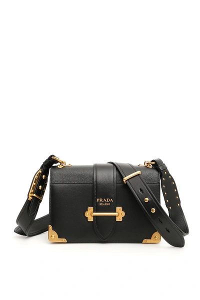 Shop Prada Cahier Shoulder Bag In Nero (black)