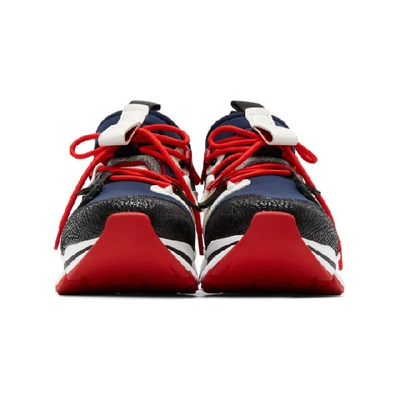 Shop Christian Louboutin Black And Navy Red-runner Flat Sneakers In Cma3 Multi