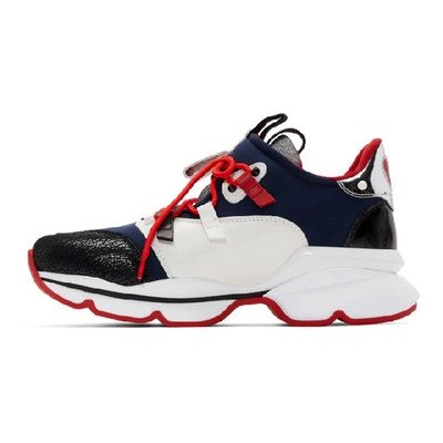 Shop Christian Louboutin Black And Navy Red-runner Flat Sneakers In Cma3 Multi