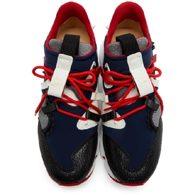 Shop Christian Louboutin Black And Navy Red-runner Flat Sneakers In Cma3 Multi