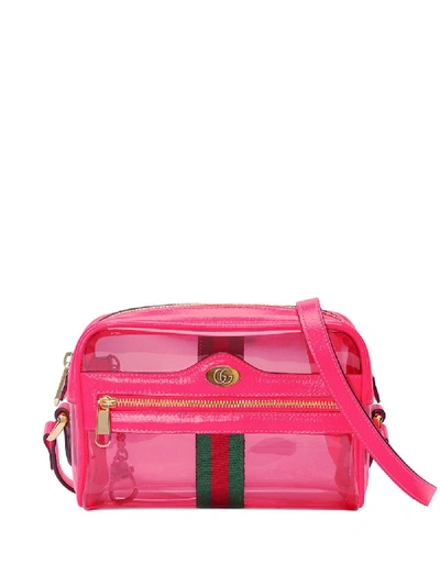 Shop Gucci Ophidia Mini Transparent Bag - Pink