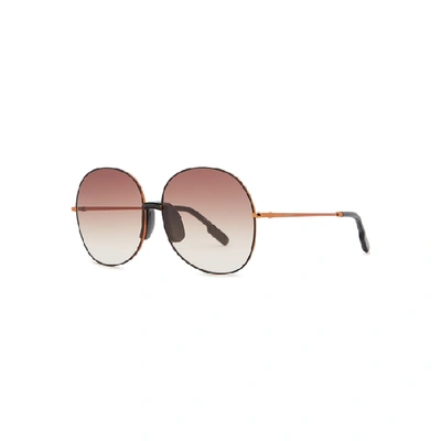 Shop Kenzo Copper-tone Oversized Sunglasses In Brown