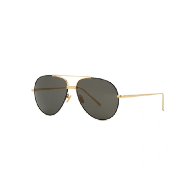 Shop Linda Farrow Luxe 817 C15 Aviator-style Sunglasses, Sunglasses, Gold