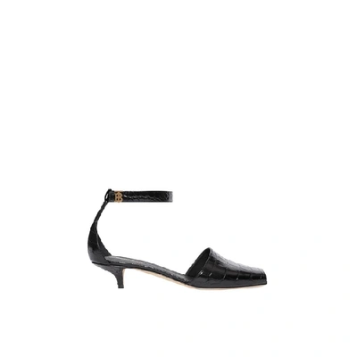 Shop Burberry Monogram Motif Embossed Leather Sandals In Black