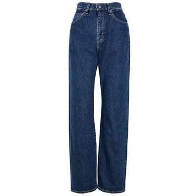 Shop Levi's 701 Dark Blue Straight-leg Jeans