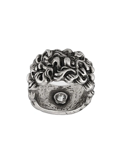 Shop Gucci Lion Mane Ring With Crystal - Silver