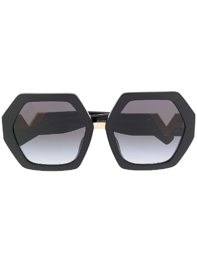 Shop Valentino Eyewear Oversized Sunglasses - Black