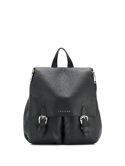 Shop Orciani Double Buckle Backpack - Black