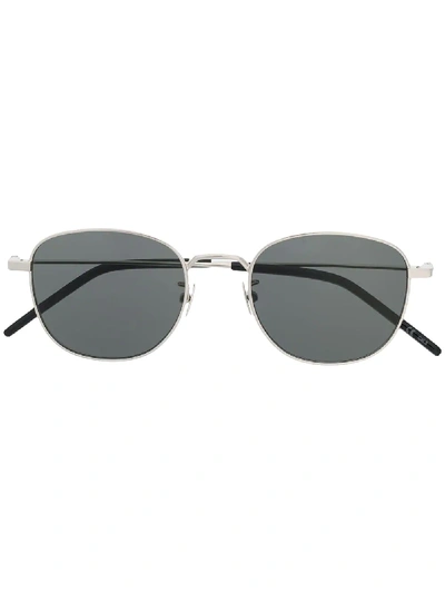 Shop Saint Laurent Eyewear Rounded Sunglasses - Silver