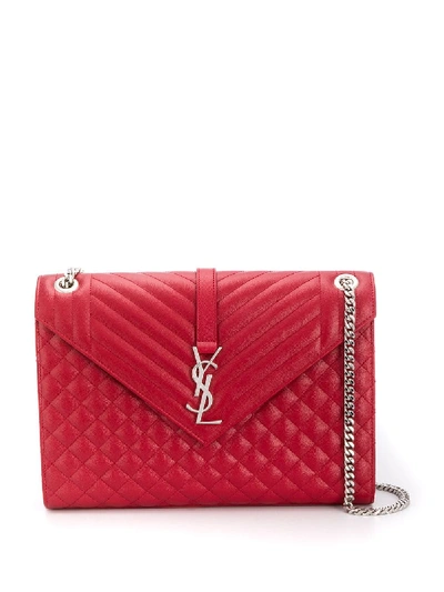 Shop Saint Laurent Medium Envelope Shoulder Bag - Red