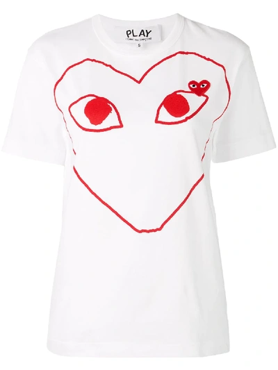 Shop Comme Des Garçons Play Logo Outline Print T-shirt - White