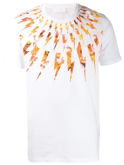 Shop Neil Barrett Lightning Bolt Print T-shirt - White