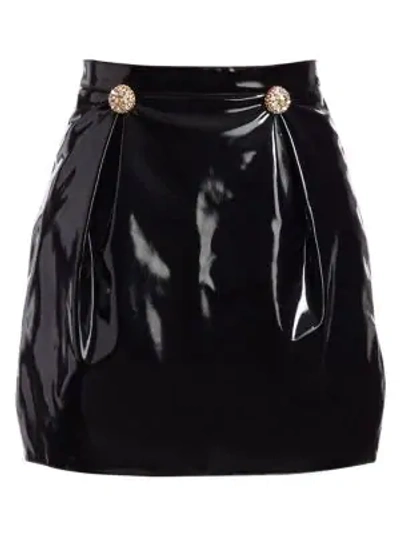 Shop Versace Coated Cady Tulip Mini Skirt In Black