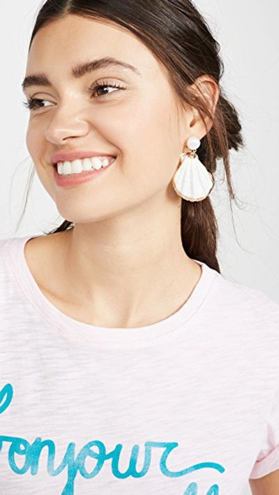 Shop Mercedes Salazar Pearl Stud Shell Drop Earrings In White