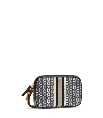 Shop Tory Burch Gemini Link Canvas Wristlet In Black Gemini Link