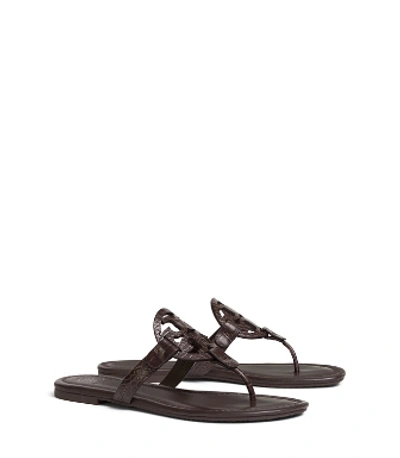 Shop Tory Burch Miller Sandal, Embossed Leather In Brown