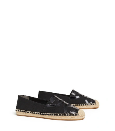 Shop Tory Burch Poppy Canvas & Patent Espadrille In Black