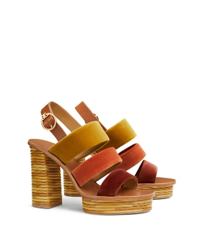 Shop Tory Burch Patos Platform Sandals In Bright Pueblo/bright Lava/aged Mal